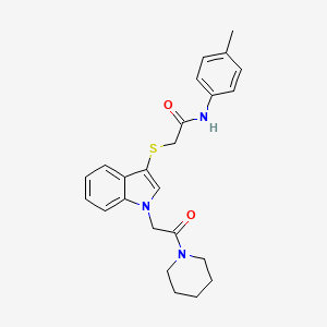 2-((1-(2-oxo-2-(piperidin-1-yl)ethyl)-1H-indol-3-yl)thio)-N-(p-tolyl)acetamide