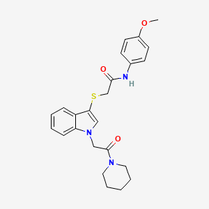 molecular formula C24H27N3O3S B3292392 N-(4-methoxyphenyl)-2-((1-(2-oxo-2-(piperidin-1-yl)ethyl)-1H-indol-3-yl)thio)acetamide CAS No. 878053-01-1