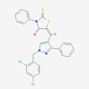 molecular formula C26H17Cl2N3OS2 B329240 5-{[1-(2,4-dichlorobenzyl)-3-phenyl-1H-pyrazol-4-yl]methylene}-3-phenyl-2-thioxo-1,3-thiazolidin-4-one 