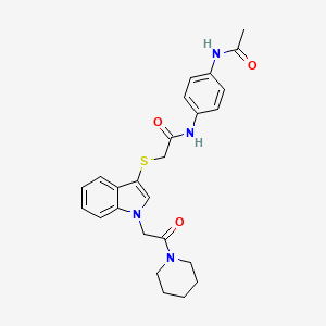 molecular formula C25H28N4O3S B3292401 N-(4-acetamidophenyl)-2-((1-(2-oxo-2-(piperidin-1-yl)ethyl)-1H-indol-3-yl)thio)acetamide CAS No. 878053-22-6