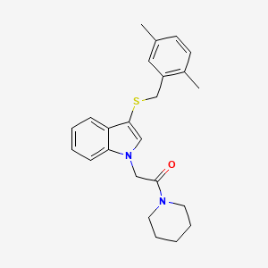 molecular formula C24H28N2OS B3292410 3-[(2,5-dimethylbenzyl)thio]-1-(2-oxo-2-piperidin-1-ylethyl)-1H-indole CAS No. 878053-73-7