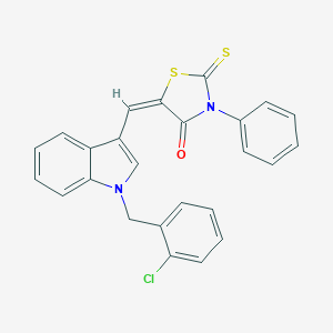 molecular formula C25H17ClN2OS2 B329242 5-{[1-(2-chlorobenzyl)-1H-indol-3-yl]methylene}-3-phenyl-2-thioxo-1,3-thiazolidin-4-one 