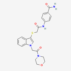 4-(2-((1-(2-morpholino-2-oxoethyl)-1H-indol-3-yl)thio)acetamido)benzamide