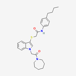 2-((1-(2-(azepan-1-yl)-2-oxoethyl)-1H-indol-3-yl)thio)-N-(4-butylphenyl)acetamide