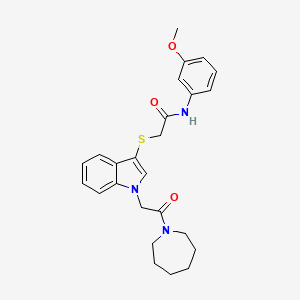 molecular formula C25H29N3O3S B3292431 2-{[1-(2-azepan-1-yl-2-oxoethyl)-1H-indol-3-yl]thio}-N-(3-methoxyphenyl)acetamide CAS No. 878055-69-7