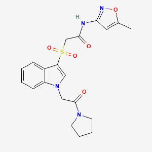 N-(5-methylisoxazol-3-yl)-2-((1-(2-oxo-2-(pyrrolidin-1-yl)ethyl)-1H-indol-3-yl)sulfonyl)acetamide