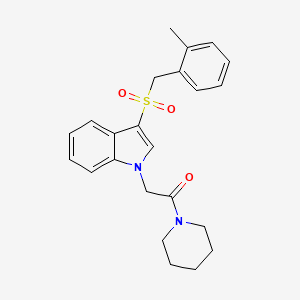 molecular formula C23H26N2O3S B3292481 3-[(2-methylbenzyl)sulfonyl]-1-(2-oxo-2-piperidin-1-ylethyl)-1H-indole CAS No. 878058-07-2