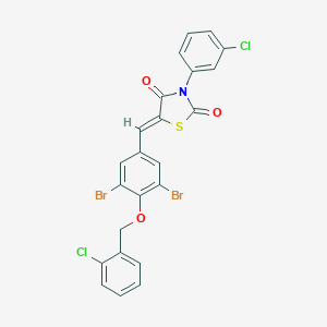 molecular formula C23H13Br2Cl2NO3S B329249 3-(3-Chlorophenyl)-5-{3,5-dibromo-4-[(2-chlorobenzyl)oxy]benzylidene}-1,3-thiazolidine-2,4-dione 