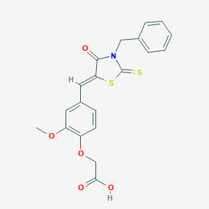 molecular formula C20H17NO5S2 B329250 {4-[(3-Benzyl-4-oxo-2-thioxo-1,3-thiazolidin-5-ylidene)methyl]-2-methoxyphenoxy}acetic acid 