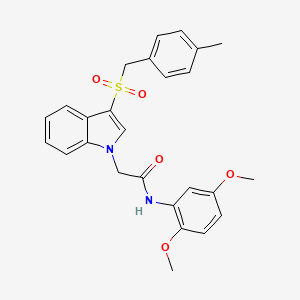 molecular formula C26H26N2O5S B3292521 N-(2,5-dimethoxyphenyl)-2-(3-((4-methylbenzyl)sulfonyl)-1H-indol-1-yl)acetamide CAS No. 878063-48-0