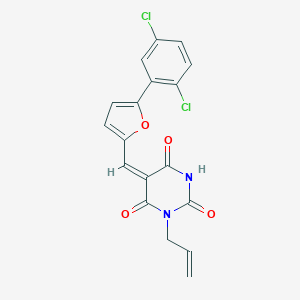 molecular formula C18H12Cl2N2O4 B329253 1-allyl-5-{[5-(2,5-dichlorophenyl)-2-furyl]methylene}-2,4,6(1H,3H,5H)-pyrimidinetrione 