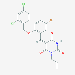 molecular formula C21H15BrCl2N2O4 B329254 1-allyl-5-{5-bromo-2-[(2,4-dichlorobenzyl)oxy]benzylidene}-2,4,6(1H,3H,5H)-pyrimidinetrione 