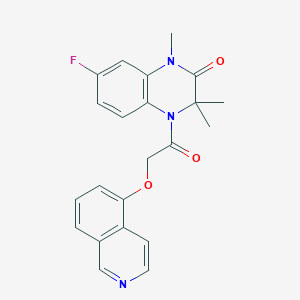 molecular formula C22H20FN3O3 B3292555 7-Fluoro-3,4-dihydro-4-[(5-isoquinolinyloxy)acetyl]-1,3,3-trimethyl-2(1H)-quinoxalinone CAS No. 878292-27-4