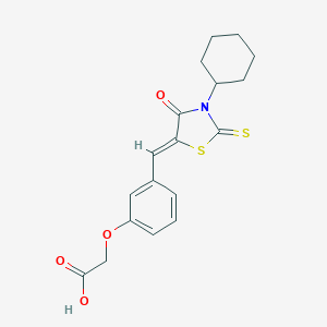molecular formula C18H19NO4S2 B329256 {3-[(3-Cyclohexyl-4-oxo-2-thioxo-1,3-thiazolidin-5-ylidene)methyl]phenoxy}acetic acid 