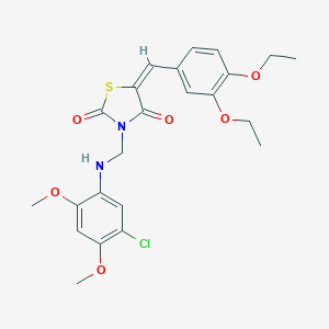molecular formula C23H25ClN2O6S B329259 3-[(5-Chloro-2,4-dimethoxyanilino)methyl]-5-(3,4-diethoxybenzylidene)-1,3-thiazolidine-2,4-dione 