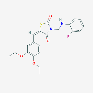 molecular formula C21H21FN2O4S B329260 5-(3,4-Diethoxybenzylidene)-3-[(2-fluoroanilino)methyl]-1,3-thiazolidine-2,4-dione 