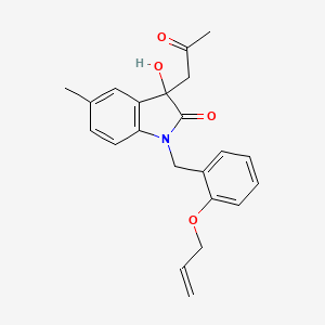 molecular formula C22H23NO4 B3292641 1-(2-(Allyloxy)benzyl)-3-hydroxy-5-methyl-3-(2-oxopropyl)indolin-2-one CAS No. 879044-51-6