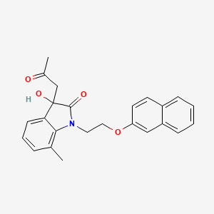 molecular formula C24H23NO4 B3292657 3-Hydroxy-7-methyl-1-(2-naphthalen-2-yloxyethyl)-3-(2-oxopropyl)indol-2-one CAS No. 879046-40-9
