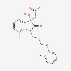 molecular formula C22H25NO4 B3292659 3-Hydroxy-7-methyl-3-(2-oxopropyl)-1-(3-(o-tolyloxy)propyl)indolin-2-one CAS No. 879046-51-2