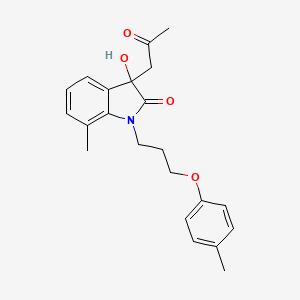 molecular formula C22H25NO4 B3292661 3-Hydroxy-7-methyl-3-(2-oxopropyl)-1-(3-(p-tolyloxy)propyl)indolin-2-one CAS No. 879046-63-6