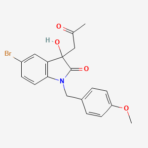 molecular formula C19H18BrNO4 B3292667 5-Bromo-3-hydroxy-1-(4-methoxybenzyl)-3-(2-oxopropyl)indolin-2-one CAS No. 879048-75-6