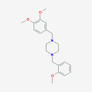 molecular formula C21H28N2O3 B329273 1-(3,4-Dimethoxybenzyl)-4-(2-methoxybenzyl)piperazine 