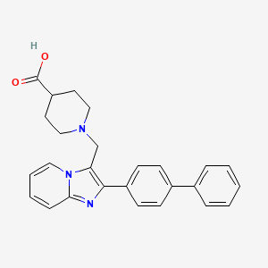 molecular formula C26H25N3O2 B3292799 1-(2-Biphenyl-4-yl-imidazo[1,2-a]pyridin-3-ylmethyl)piperidine-4-carboxylic acid CAS No. 881040-45-5