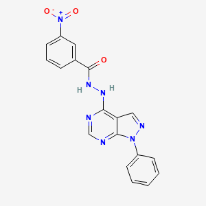 molecular formula C18H13N7O3 B3292803 3-nitro-N'-(1-phenyl-1H-pyrazolo[3,4-d]pyrimidin-4-yl)benzohydrazide CAS No. 881073-45-6