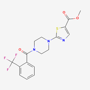 molecular formula C17H16F3N3O3S B3292815 Methyl 2-(4-(2-(trifluoromethyl)benzoyl)piperazin-1-yl)thiazole-5-carboxylate CAS No. 881384-32-3