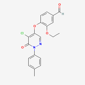 molecular formula C20H17ClN2O4 B3292824 4-{[5-Chloro-1-(4-methylphenyl)-6-oxo-1,6-dihydropyridazin-4-yl]oxy}-3-ethoxybenzaldehyde CAS No. 881580-97-8
