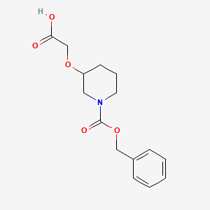molecular formula C15H19NO5 B3292830 3-Carboxymethoxy-piperidine-1-carboxylic acid benzyl ester CAS No. 881656-67-3