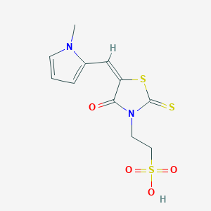 molecular formula C11H12N2O4S3 B3292847 (E)-2-(5-((1-methyl-1H-pyrrol-2-yl)methylene)-4-oxo-2-thioxothiazolidin-3-yl)ethanesulfonic acid CAS No. 881820-07-1