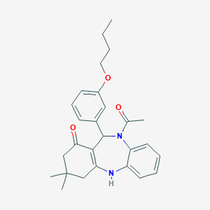 5-Acetyl-6-(3-butoxyphenyl)-9,9-dimethyl-6,8,10,11-tetrahydrobenzo[b][1,4]benzodiazepin-7-one