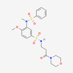 molecular formula C21H27N3O7S2 B3292860 4-methoxy-3-(N-methylphenylsulfonamido)-N-(3-morpholino-3-oxopropyl)benzenesulfonamide CAS No. 881936-20-5