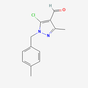 molecular formula C13H13ClN2O B3292876 5-chloro-3-methyl-1-[(4-methylphenyl)methyl]-1H-pyrazole-4-carbaldehyde CAS No. 882140-34-3
