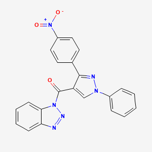 molecular formula C22H14N6O3 B3292898 Benzotriazol-1-yl-[3-(4-nitrophenyl)-1-phenylpyrazol-4-yl]methanone CAS No. 882229-42-7