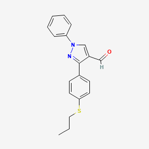molecular formula C19H18N2OS B3292906 1-phenyl-3-[4-(propylsulfanyl)phenyl]-1H-pyrazole-4-carbaldehyde CAS No. 882234-97-1