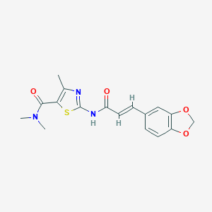 molecular formula C17H17N3O4S B329292 2-{[3-(1,3-benzodioxol-5-yl)acryloyl]amino}-N,N,4-trimethyl-1,3-thiazole-5-carboxamide 