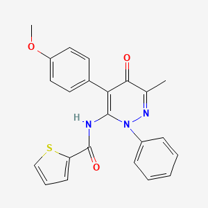 molecular formula C23H19N3O3S B3293179 N-[4-(4-methoxyphenyl)-6-methyl-5-oxo-2-phenyl-2,5-dihydropyridazin-3-yl]thiophene-2-carboxamide CAS No. 885170-81-0