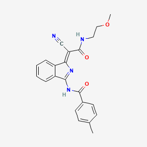 molecular formula C22H20N4O3 B3293189 N-[(3Z)-3-[1-cyano-2-(2-methoxyethylamino)-2-oxoethylidene]isoindol-1-yl]-4-methylbenzamide CAS No. 885183-18-6