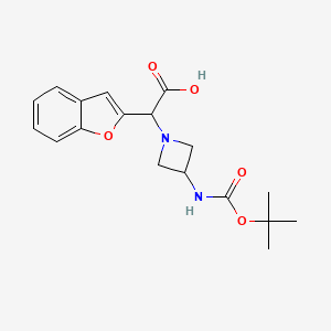 B3293362 Benzofuran-2-YL-(3-N-boc-amino-azetidin-1-YL)-acetic acid CAS No. 885275-29-6