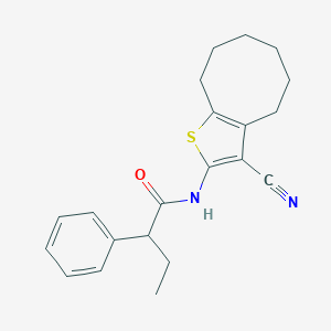 molecular formula C21H24N2OS B329339 N-(3-cyano-4,5,6,7,8,9-hexahydrocycloocta[b]thiophen-2-yl)-2-phenylbutanamide 