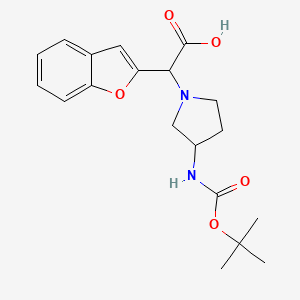 molecular formula C19H24N2O5 B3293421 Benzofuran-2-yl-(3-Boc-amino-pyrrolidin-1-yl)-acetic acid CAS No. 885276-34-6