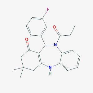 6-(3-Fluorophenyl)-9,9-dimethyl-5-propanoyl-6,8,10,11-tetrahydrobenzo[b][1,4]benzodiazepin-7-one