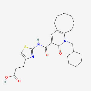 molecular formula C25H33N3O4S B3293513 4-Thiazolepropanoic acid, 2-[[[1-(cyclohexylmethyl)-1,2,5,6,7,8,9,10-octahydro-2-oxocycloocta[b]pyridin-3-yl]carbonyl]amino]- CAS No. 885490-15-3