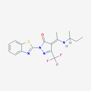 molecular formula C17H17F3N4OS B329353 (4E)-2-(1,3-benzothiazol-2-yl)-4-[1-(butan-2-ylamino)ethylidene]-5-(trifluoromethyl)pyrazol-3-one 
