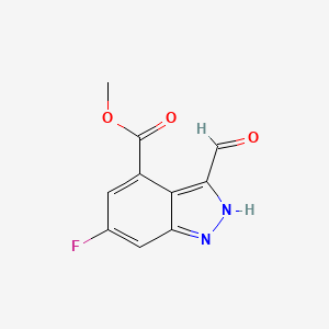 molecular formula C10H7FN2O3 B3293694 6-Fluoro-4-methoxycarbonyl-3-indazolecarboxaldehyde CAS No. 885521-85-7