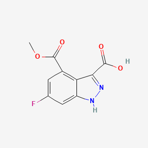 molecular formula C10H7FN2O4 B3293698 6-fluoro-4-methoxycarbonyl-1H-indazole-3-carboxylic acid CAS No. 885521-89-1