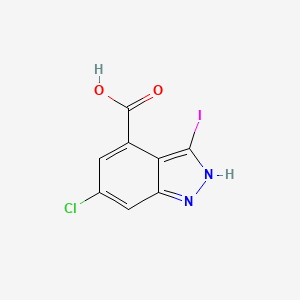 molecular formula C8H4ClIN2O2 B3293724 6-Chloro-3-iodo-1H-indazole-4-carboxylic acid CAS No. 885522-24-7