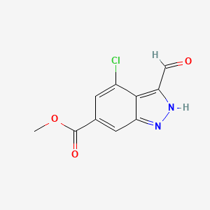 molecular formula C10H7ClN2O3 B3293862 4-Chloro-6-methoxycarbonyl-1H-indazole-3-carbaldehyde CAS No. 885523-13-7